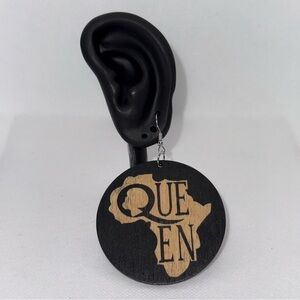 Black and Tan Queen Statement Earrings